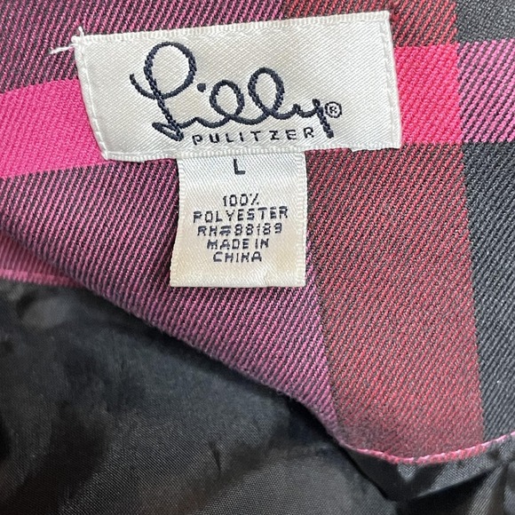 Lilly Pulitzer Jacket Womens Large Black Quilted Pink Trim Button Front Preppy - Picture 4 of 14